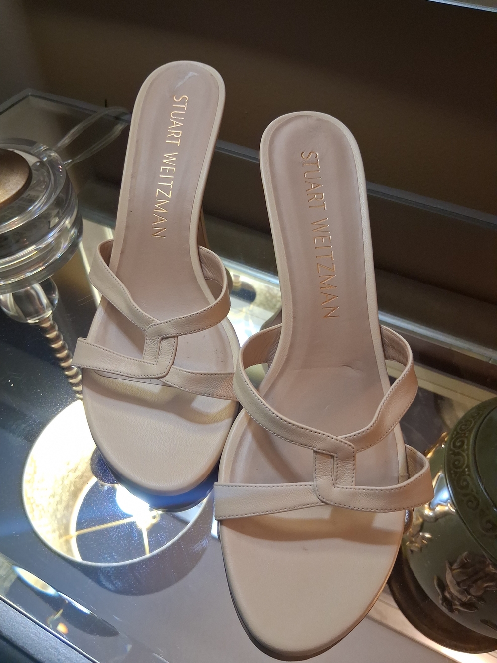 Stuart Weitzman Blush Beige Slide Mules